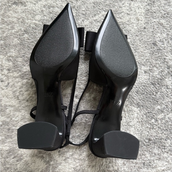NWOT - Zara Slingback Heels with Bow - Picture 9 of 9